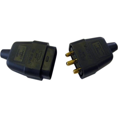 Dencon 3 Pin Rubber Connector Plug 10A - Black (1/2)