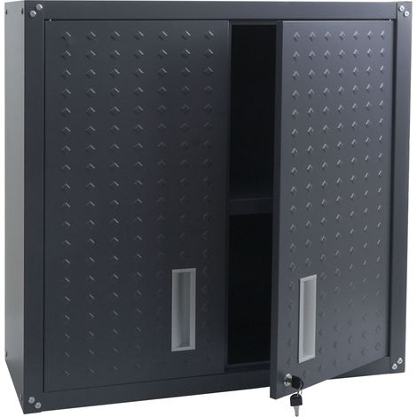 Armoire suspendue HWC-O52 armoire murale armoire de rangement bibliothèque verrouillable acier 77 x 77 x 31 cm - g