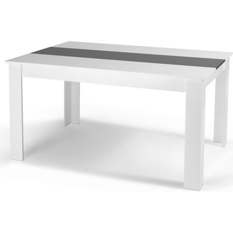 Idmarket – Table de salle à manger rectangle 140 x 80 cm – 6 personnes – Panneaux de particules blanc et gris – Design contemporain