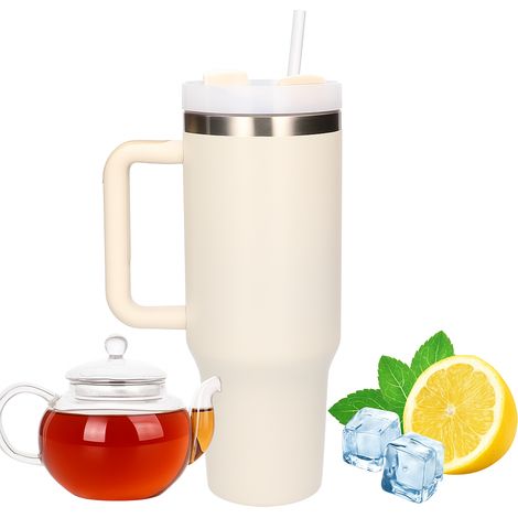 Black forest  taza térmica con pajita  termo con asa, 1200 ml, beige (1/4)