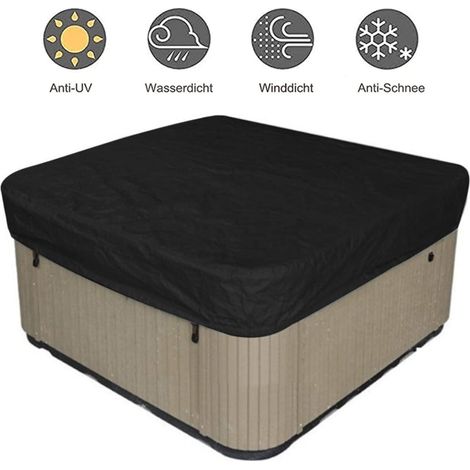 Couverture de spa de jardin 218 x 218 x 30 cm, noire, en tissu Oxford 2100D protecteur