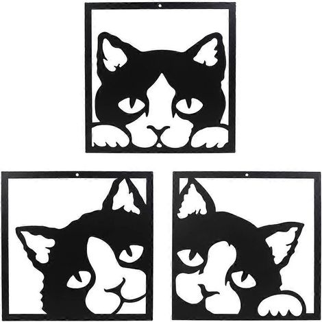 Wanddeko aus Metall, schwarze Katze, Wandbild zum Aufhängen fürs Schlafzimmer