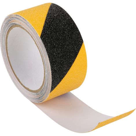 Bande adhésive antidérapante en PVC auto-adhésive de 5 cm x 5 m, résistante à l'usure, pour sols de sécurité (jaune et noir) (1/5)