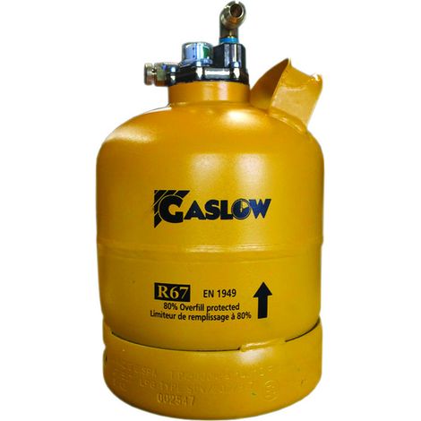 GASLOW Bouteille GPL Réservoir rechargeable R67 2,7kg/4.6L Camping Car