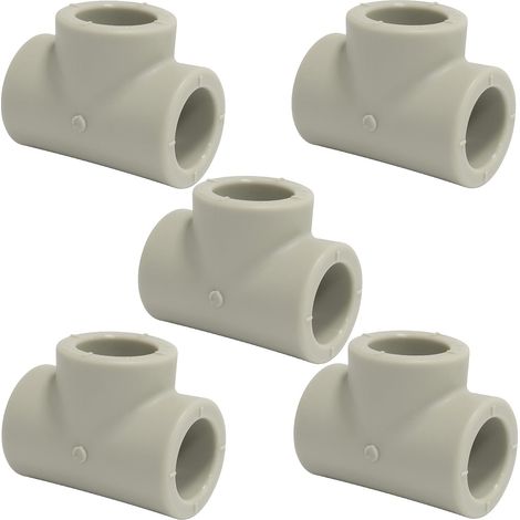 Sollbry Un ensemble de 5 tés PPR de diamètre égal, 25 mm de diamètre, pour des connexions soudées - convenant aux installations de tuyauterie, de chauffage, d'alimentation en eau, de drainage et d'ass (1/5)