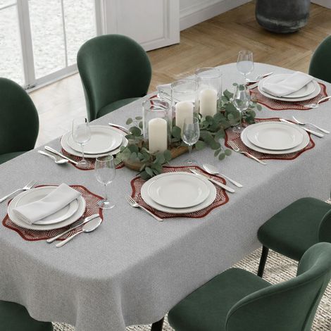 Tapis de table américain Kalp, set de 6, bord ondulé, motifs géométriques, lavable, 40x40 cm, rouge, made in Italy (1/5)