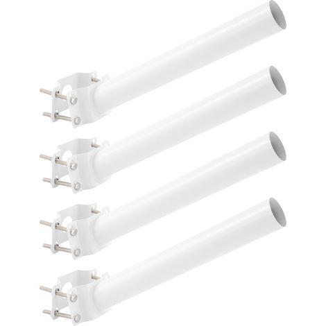 Lot de 4 Supports Lampe Muraux Fer Galvanisé – Bras Fixation Lampadaire Solaire Éclairage Extérieur – Support Poteau 4,2-8,9 cm Charge 6 kg Jardin Terrasse (Blanc) (1/5)