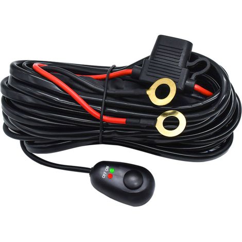 Verkabelungssatz für LED-Lichtleiste, 300W, 2 Drähte, 16 AWG Universalkabel mit 12V 40A Relais und Ein/Aus-Schalter für Geländefahrzeuge (kompatibel mit 1 Lichtleiste).