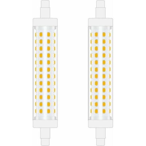 118-mm-R7S-LED-Lampe, 10 W, Kaltweiß (6000 K), doppelseitiger linearer Strahler, Ersatz für 100-W-Halogenlampen, ideal für Schlafzimmer und Badezimmer, nicht dimmbar, 2 Stück