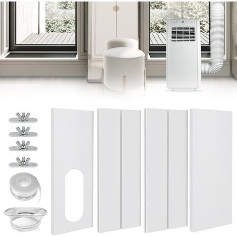 Kit Plaque Fenêtre Climatiseur Mobile, 4 Pièces, 16 x 43-140cm, Tuyau d'Évacuation d'Air 13/15cm, Calfeutrage Fenêtre pour Climatiseur Mobile (1/5)
