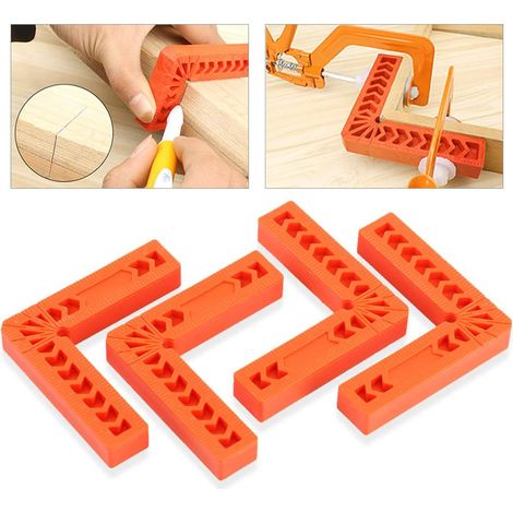 MINKUROW Juego De 4 Cuadrados De Posicionamiento En Ángulo Recto De 90 Grados Para Carpintería, Marcos De Fotos, Cajas, Armarios O Cajones, Regla De Ángulo Recto Tipo L, Herramienta De Carpintero (100 (1/5)