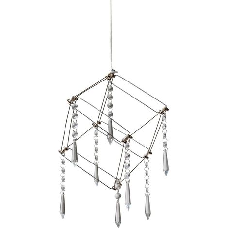 Suspension LED Design Cube en Métal Chrome et Cristaux pour Salon et Bureau, Hauteur 150 cm - PANGIVO (1/5)