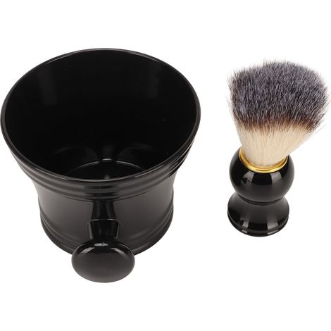 Pinceau de rasage professionnel noir à poils synthétiques doux, outil pour barbier. (1/5)