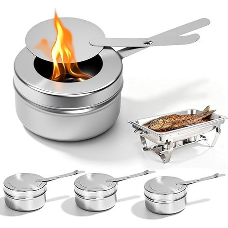 Melted Fuel Paste Containers, Melted Burner with Lid, Burner for Chafing Dish and Buffet, Stainless Steel for Alcohol Stove, Suitable for Hotpot, Drypot, Grilled Fish (1/3)