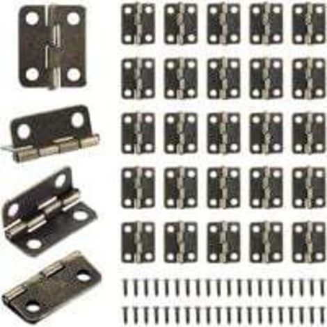 bronze-50pcs Petits Mini Charnières 18 x 16 mm Charnière Plate Cabinet Porte Tiroir Coffre Charnière DIY Accessoires Connecteurs avec 200 Vis (1/5)