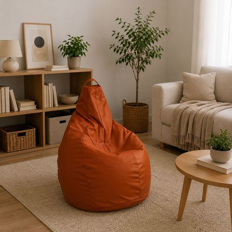 Dmora - Puf Aunter, Sillón multiusos, Puf, Puf reposapiés, Made in Italy, 90x90 h120 cm, Naranja (1/4)