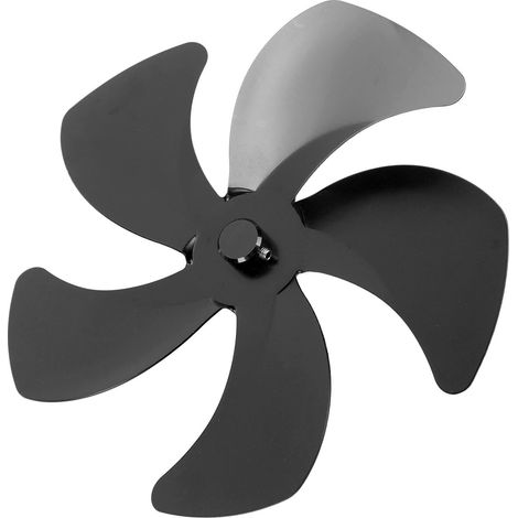 Pales de rechange pour ventilateur de poêle en alliage d'aluminium, améliorent la circulation de l'air chaud. Ventilateur de cheminée à 5 pales, accessoires pour ventilateur de poêle, noir. (1/5)