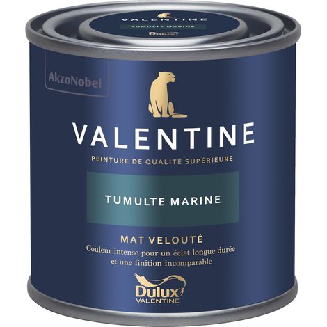 Dulux Valentine – Peinture intérieure acrylique mat velouté 0,125 L – Couleur Tumulte Marine – Excellente couvrance et éclat durable – Pour murs et plafonds