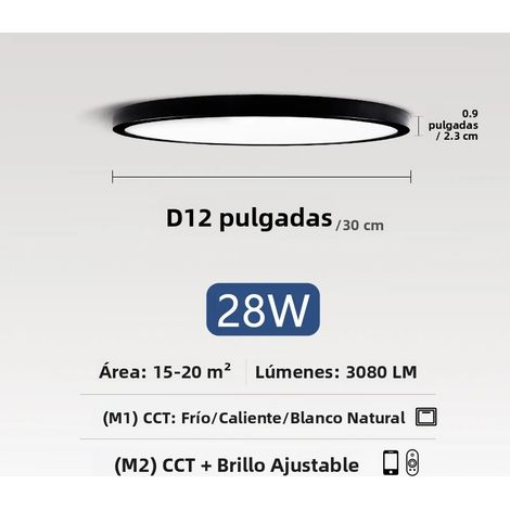 Plafonnier LED intelligent (noir, 30 cm, 28 W), contrôlable à distance via une application. (1/5)
