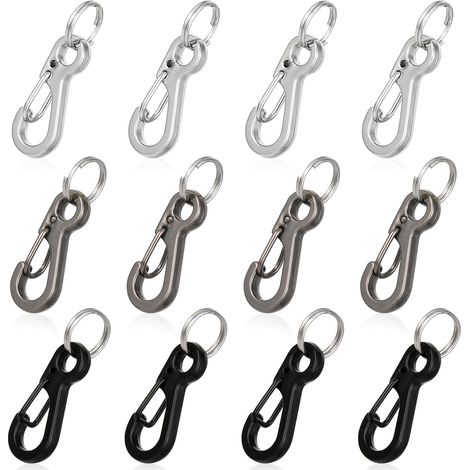 12 Mini Mousquetons - Lot de 12 - Alliage de Zinc - Attache Rapide Amovible - Clés et Loisirs Plein Air - 2,5 cm Multicolore (1/5)
