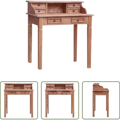 vidaXL Bureau en bois massif - Bureau d'écriture et tiroirs 90x50x101 cm bois massif d'acajou (1/5)
