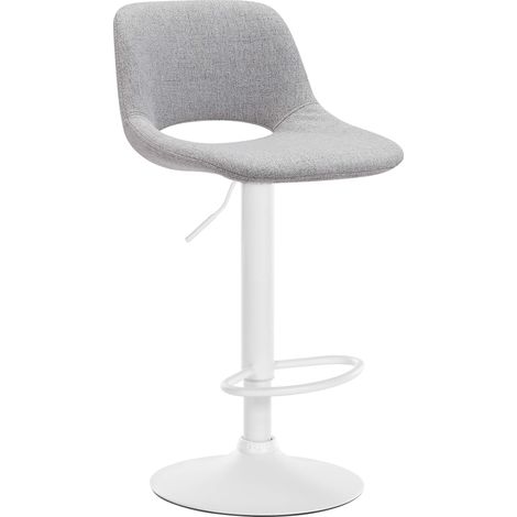 Sgabello da bar in tessuto Camden grigio chiaro Metallo bianco opaco