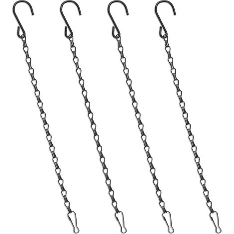 Lot de 4 chaînes de panier suspendu de 33 cm avec crochets, chaînes de suspension pour paniers suspendus pour mangeoires à oiseaux, jardinières, lanternes et ornements (1/5)