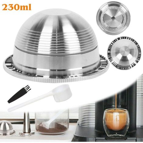 230 ml wiederbefüllbare, wiederverwendbare Kaffeefilterkapseln aus Edelstahl für Nespresso Vertuo (1/5)