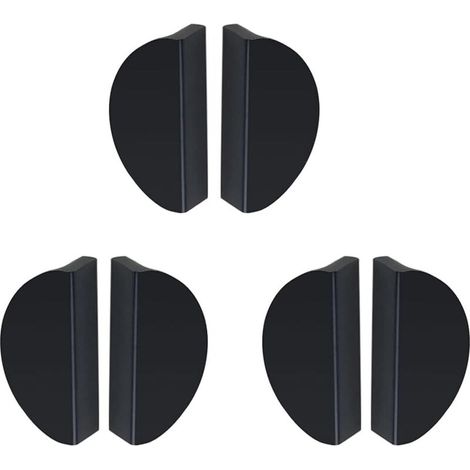 Set mit 6 runden und dreieckigen Schubladengriffen aus Edelstahl für Küchenschränke (64 mm / 2,52 Zoll, rund, schwarz)