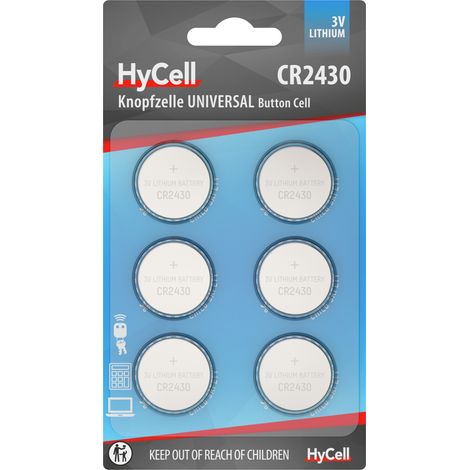 HyCell Lithium Knopfzellen CR2430 3V, 6 Stück (1/5)