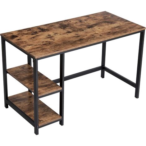 Escritorio informático industrial mesa de estudio con estante de 2 niveles a la izquierda o a la derecha mesa de ordenador para oficina dormitorio estructura metálica fácil montaje 120 x 60 cm 1200003 (1/2)