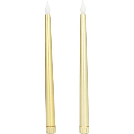 flammenlose, batteriebetriebene LED-Spitzkerzen für Partys, Hochzeiten und Geburtstage mit goldfarbenem Sprühfinish (1/5)