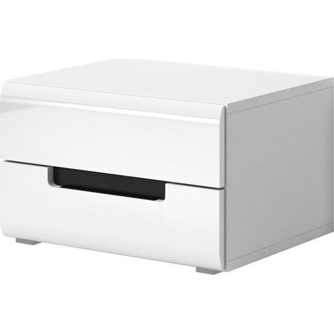 Comodino con due cassetti della collezione LUCIA. Colore bianco.