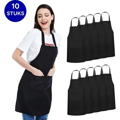 Küchenschürzen-Set 10-teilig Professionelle Kochschürze Grillschürze Schürze für Damen und Herren Unisex Catering-Schürze Wasserdicht 2 extra (1/5)