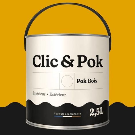 Peinture Bois Extérieur – POK BOIS - 2,5L - RAL 1032 - Jaune genêt- Résistante aux intempéries - Ne s'écaille pas