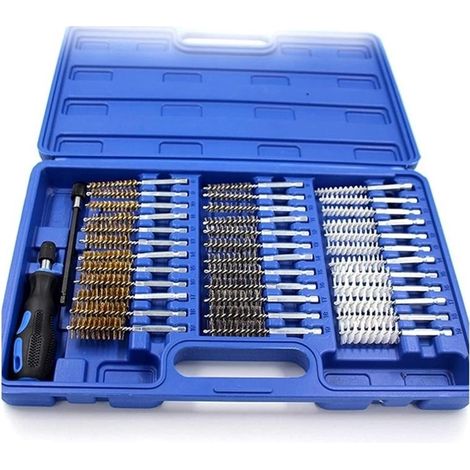 Ensemble de 38 brosses de nettoyage avec manche en alliage d'aluminium, brosse métallique, brosse à métaux et brosse pour pistolet pour le dragage et le nettoyage multifonctionnel des tuyaux.