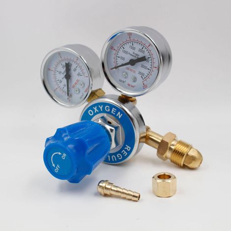 Détendeur de pression laiton taille M, régulateur d'oxygène en laiton, filetage G5/8, manomètre 0-2,5/0-25 MPa, pour bouteille de gaz, équipement industriel. (1/5)
