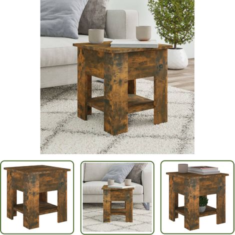 The Living Store Couchtisch Räuchereiche 40x40x42 cm Holzwerkstoff - Couchtisch - Wohnzimmertisch - Holzt Tisch - Rauchereiche Möbel - Sideboard (1/5)
