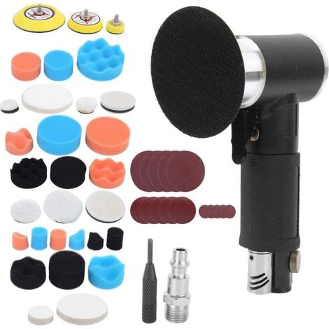 Kaelt - Mini ponceuse pneumatique, ponceuse orbitale aléatoire oscillante pneumatique avec kit de tampons de disque de ponçage de polissage, entrée 1/4 "8CFM 15000 tr/min Vitesse à vide(JP Nozzle) (1/4)