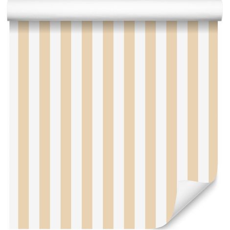Gestreifte cremefarbene Tapete, cremefarbenes Mittelteil für Wohn- und Schlafzimmer, 50 x 1000 cm (1/5)
