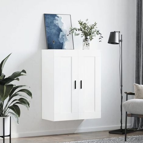 Meuble de Rangement Mural Blanc 69,5 x 34 x 90 cm - Placard de Stockage en Bois d'Ingénierie pour Salon, Cuisine ou Entrée (1/5)
