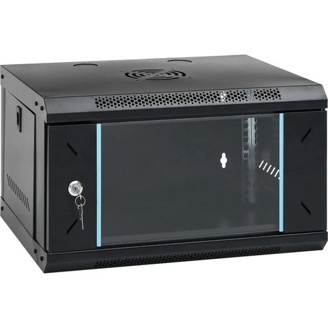 Armadio di rete a parete 6U 53 x 40 x 30 cm sicurezza avanzata facile manutenzione stile moderno acciaio nero 020045825