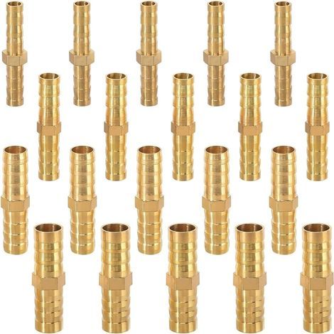 20 Stück Kraftstoffschlauchverschraubungen, Kraftstoffrohrverschraubungen, Messing-Schlauchstutzen, für Trachealtuben (6 mm/8 mm/10 mm/12 mm)
