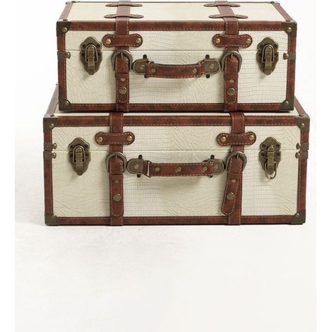 Decoración - Juego de 2 Maletas Almacenaje Decorativas Madera Safra