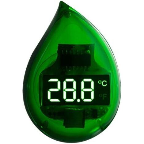 Alovez - Termómetro con forma de gota de agua, amplio rango de temperatura, termómetro digital compacto para acuario, termómetro para acuario de agua dulce, verde (1/5)