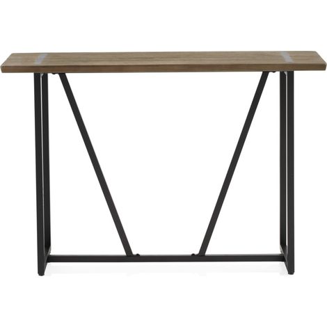 Console en métal avec plateau en bois (1/5)