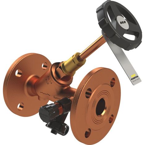 Kemper Freistrom-Absperrventil mit Entleerventil, Flansch DN 32, PN 16, Rotguss, Figur 135 02