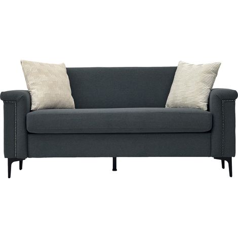 Sofá de 2 plazas tapizado en tela 172 x 73,5 x 81,5 cm gris oscuro HOMVRA (1/5)