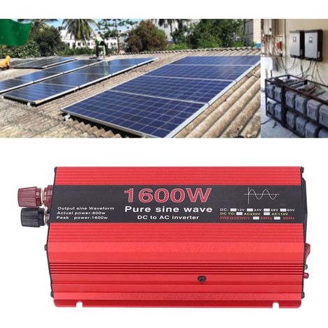 Onduleur à onde sinusoïdale pure 1600 W, 12 V CC vers 220 V CA, onduleur solaire et éolien pour véhicule, alimentation pour onduleur éolien, onduleur solaire extérieur pour véhicule (1/5)