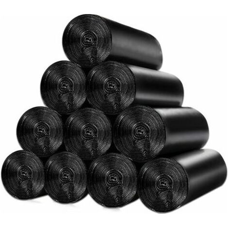 FENOPLASTICAUne sélection de 150 sacs poubelles de 10 litres avec poignée coulissante, résistants aux fuites, 10 rouleaux de sacs poubelles rectangulaires de 10 litres, moyen 45 x 50 cm noir (1/5)